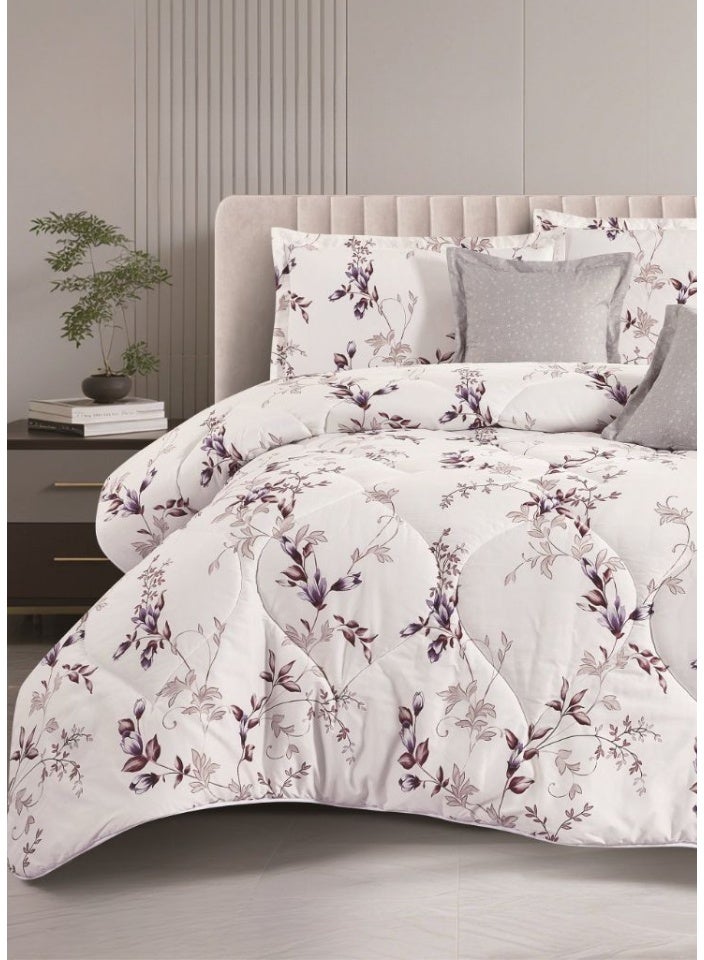 سمارت هوم مفرش سرير نفرين فخم من المايكروفايبر 100% ، غطاء سرير ، قابل للإستخدام على الوجهين، طقم مفارش بحشوة دبل  ، طقم نوم يتكون من 6 قطع ( مفرش بحشوة + شرشف مطاط للمرتبة + واقي مخدة + كيس مخدة + وسادة مربعة + كيس للوسادة المربعة  ) مقاس المفرش 230X250 سم ومقاس المغاط 200x200 سم ( اللون نفس الصورة) - Image 4